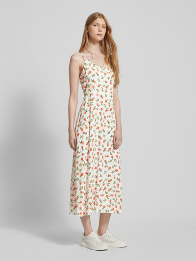 Pieces Sukienka midi z falbanami model ‘NYA’ Złamany biały 1