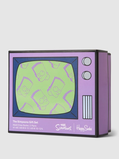 Happy Socks Sokken met all-over motiefprint in een set van 2 paar, model 'The Simpsons' Paars - 3