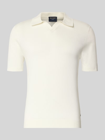 Productfoto, Slim Fit Poloshirt uit lyocell-katoenmengsel van OLYMP Level Five, effen wit met polokraag, korte mouwen, ruglengte 68 cm maat M