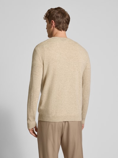 Christian Berg Men Regular Fit Kaschmirpullover mit Rundhalsausschnitt Camel Melange 5