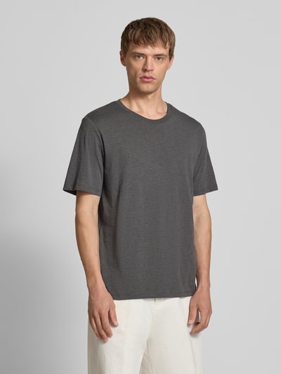 Jack & Jones T-shirt met geribde ronde hals Antraciet gemêleerd - 4