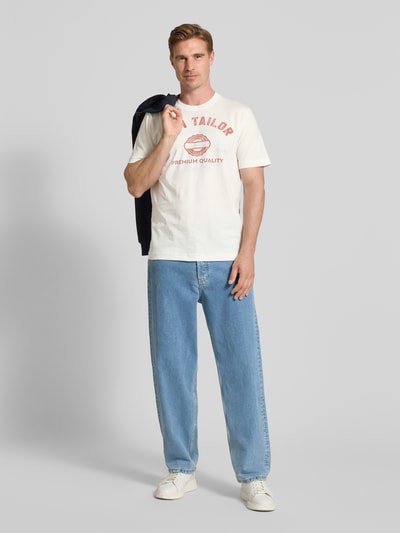 Tom Tailor Regular Fit T-Shirt aus reiner Baumwolle Offwhite 1