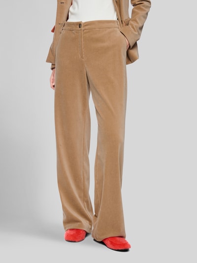 Marc Cain Wide Leg Anzughose aus Baumwoll-Mix Modell 'WUKARI' Camel 4