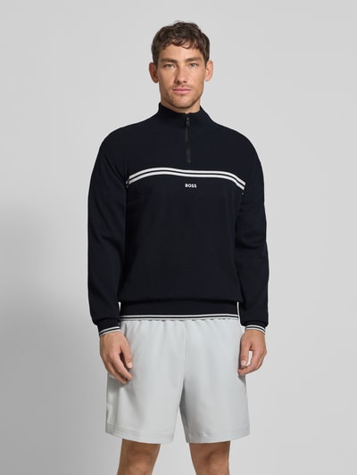 BOSS Green Regular Fit Troyer aus Baumwoll-Mix Modell 'ZONE' Dunkelblau 4