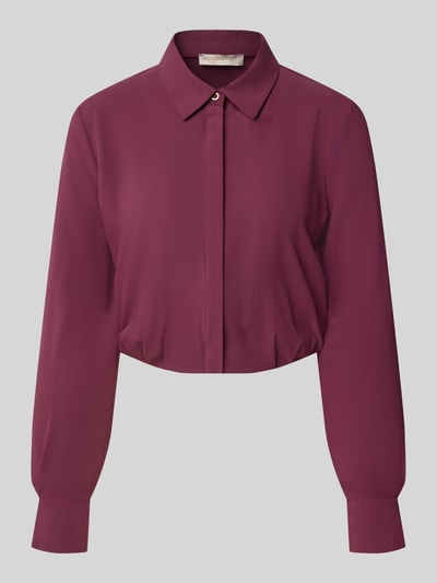 Productfoto, Blusenshirt met Umlegekragen van Rinascimento in wijnrood, rechte fit, lange mouwen, knoopsluiting, manchetten, zachte textuur
