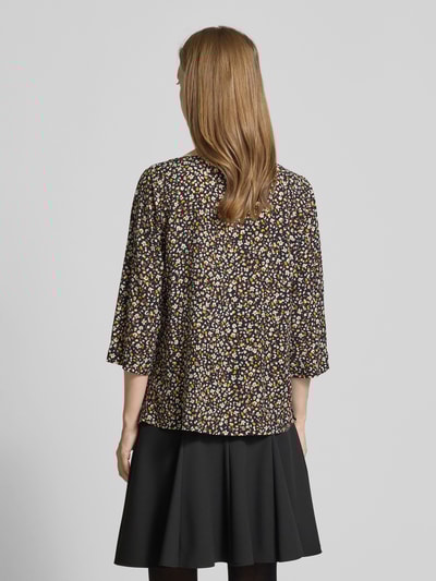 Zero Bluzka z wiskozy okrągłym dekoltem i rękawami o dł. 3/4 Czarny 5