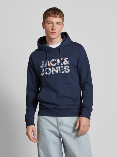 Jack & Jones Hoodie mit Label-Print Modell 'BRYAN' Marine 4