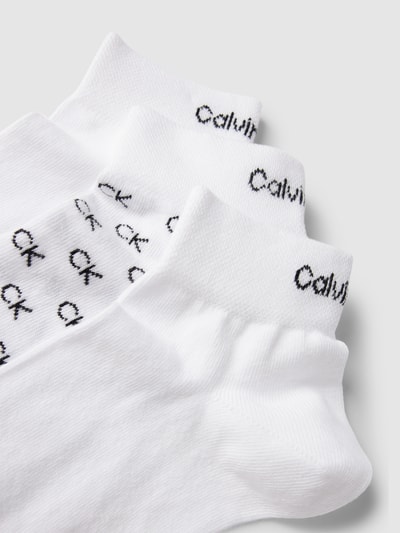 CK Calvin Klein Sneakersocken mit Label-Print im 3er-Pack Modell 'Quarter' Weiss 2