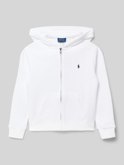Produktfoto, Regular Fit Sweatjacke aus Baumwoll-Mix von Polo Ralph Lauren Kids in Optik: Unifarben, Sweat, Kapuze, Reißverschluss, Logo-Stitching
