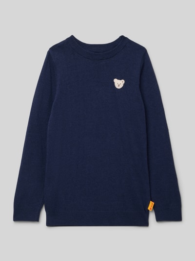 Steiff Sweter z dzianiny z domieszką kaszmiru Granatowy 1