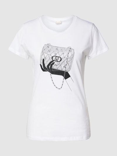 Liu Jo White T-shirt met motiefprint en siersteentjes Wit - 2