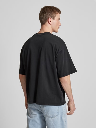 REVIEW Oversized T-Shirt mit Label-Stitching Black 5