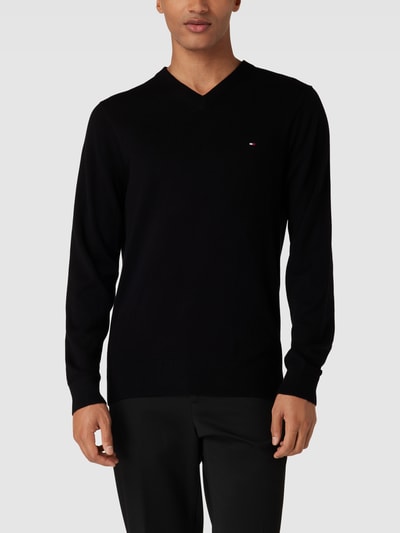 Tommy Hilfiger Strickpullover mit Logo-Stitching Black 4