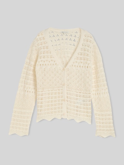 Tom Tailor Denim Relaxed Fit Strickjacke aus Baumwoll-Mix in Strickoptik Weiss 2