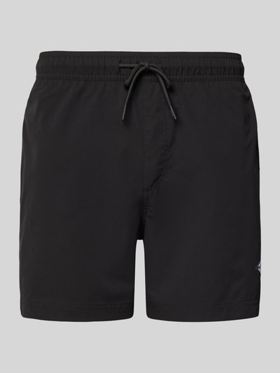 Productfoto, heren straight fit zwembroek met logodetail model 'Maui' van Jack & Jones, elastische band met tunnelkoord, zwart