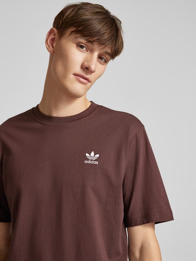 adidas Originals T-Shirt mit Label-Print Dunkelbraun 3