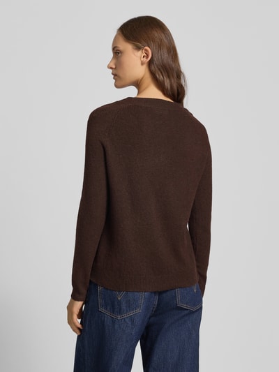 Only Sweter z dzianiny o kroju regular fit z raglanowymi rękawami model ‘RICA’ Czekoladowy melanż 5