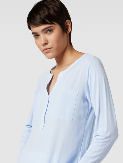 Milano Italy Blouse met paspelzakken op de borst Bleu - 3