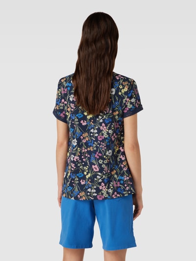 Esprit T-shirt van katoen met all-over motief Marineblauw - 5