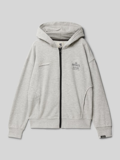 Garcia Sweatjacke mit Label- und Statement-Print Mittelgrau Melange 1