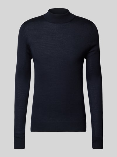 Christian Berg Men Gebreide pullover met turtleneck Donkerblauw gemêleerd - 2