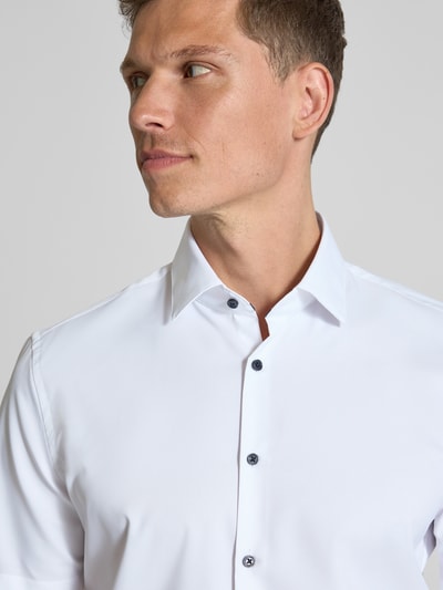 Jake*s Slim Fit Kurzarmhemd mit Kentkragen Weiss 3