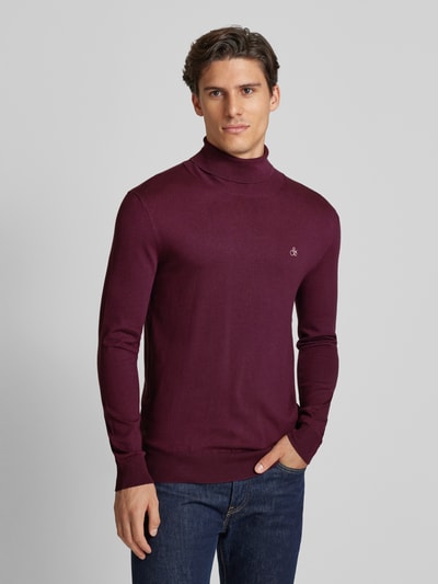 Scotch & Soda Sweter z dzianiny z golfem Bordowy 4