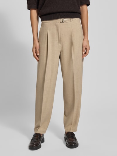 Cambio Spodnie materiałowe o szerokim kroju z dodatkiem wiskozy model ‘Elaine’ Beżowy melanż 4