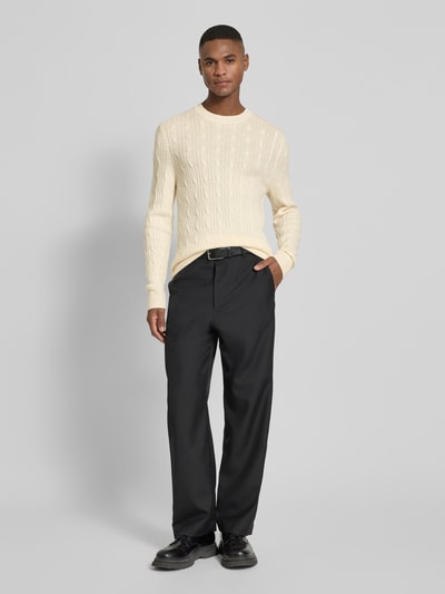 BOSS Regular Fit Strickpullover aus Schurwoll-Kaschmir-Mix Modell 'HETICO' Offwhite 1