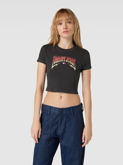 Tommy Jeans Kort T-shirt met labelprint Zwart - 4