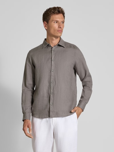 s.Oliver RED LABEL Regular Fit Leinenhemd mit Sportmanschetten Mittelgrau 4