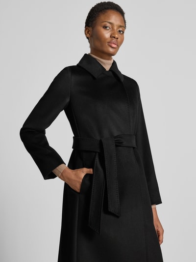Max Mara Studio Recht model lange jas van zuivere scheerwol model 'BCOLLAG' Zwart - 3