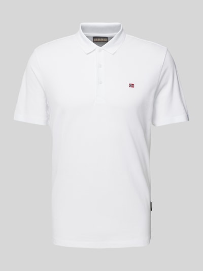 Napapijri Slim Fit Poloshirt mit Logo-Stitching Modell 'EALIS' Weiss 2