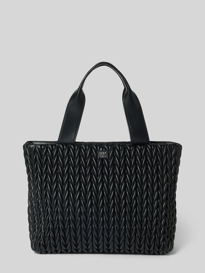 HUGO Torba na ramię z efektem plecionki Czarny 2