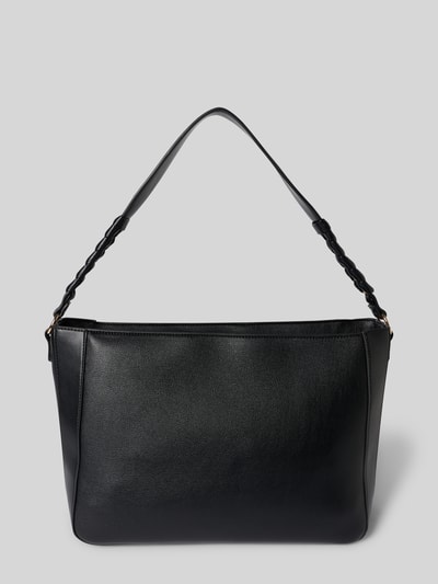 Produktfoto, schwarze Hobo Bag mit Label-Detail Modell 'GIHEN' von Liu Jo White, matte Glattleder-Optik, Flecht-Optik am Schultergurt, Hauptfach mit Reißverschluss, Reißverschlüsse, verstellbarer Schultergurt, Breite 40 cm, Länge 26 cm, Tiefe 14 cm, Länge Schulterriemen 115 cm