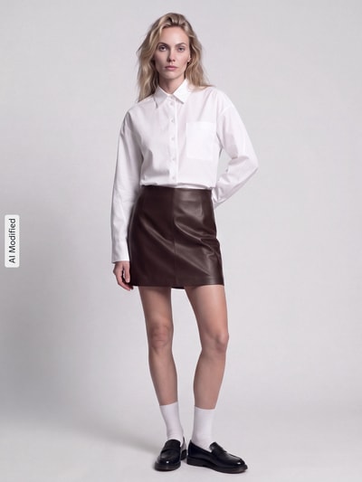 ONLY Regular Fit Mini-Rock in Leder-Optik Modell 'NIELLA' Schoko 1