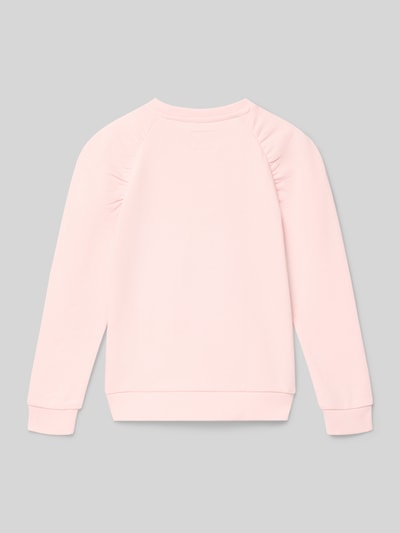Produktfoto, Sweatshirt mit Label-Detail von Guess aus reiner Baumwolle in Rosa, gerippte Abschlüsse, Rundhalsausschnitt, Regular Fit.
