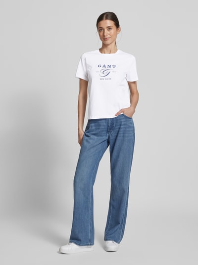 Gant T-Shirt mit Label-Print Weiss 1