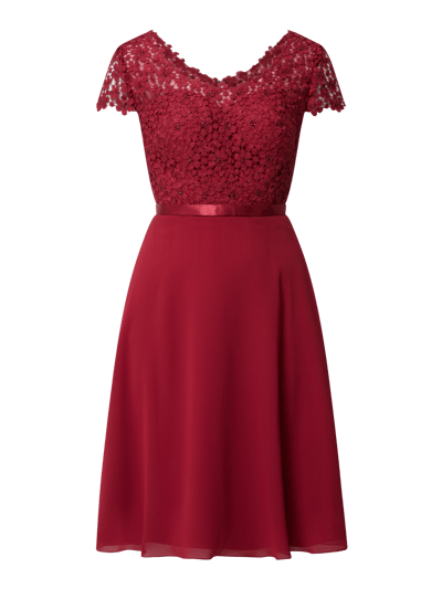 Luxuar Cocktailkleid aus Mesh und Spitze  Bordeaux 2