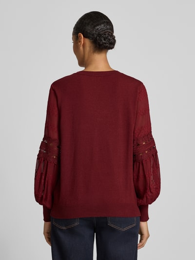 Apricot Strickpullover mit gerippten Abschlüssen Bordeaux 5