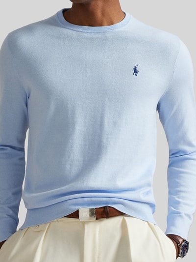 Polo Ralph Lauren Slim Fit Pullover aus reiner Baumwolle Hellblau 3