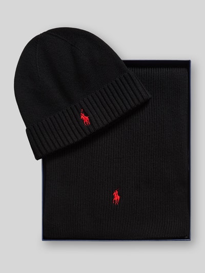 Polo Ralph Lauren Mütze und Schal im Set aus reiner Wolle Black 1