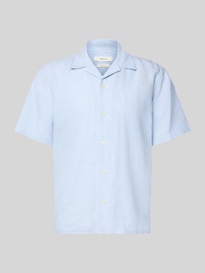 Produktfoto, hellblaues Relaxed Fit Freizeithemd aus Leinen-Baumwoll-Mix Modell 'RLXCLAY' von HUGO, unifarben, strukturierte Oberfläche.