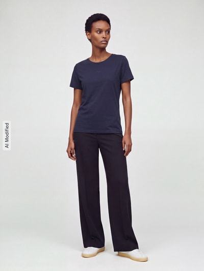 BOSS Orange T-Shirt mit Ton-in-Ton Logo-Schriftzug Marine 1