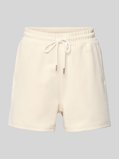Produktfoto, Shorts mit elastischen Bund und Eingrifftaschen Modell 'Kael' von OH APRIL aus Material-Mix mit Baumwoll-Anteil, Relaxed-Fit, Tunnelzug, sandfarben, glatte Textur