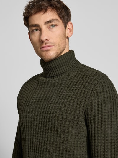 SELECTED HOMME Regular fit coltrui in wafelstructuur, model 'TOM' Donkergroen - 3