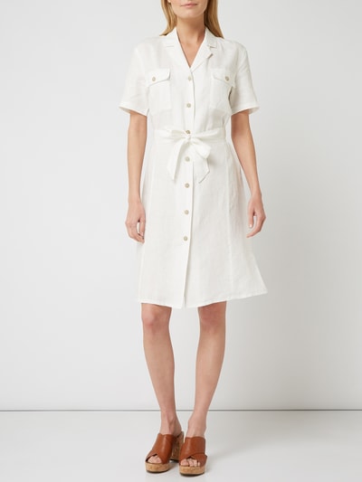 White Label Leinenkleid mit durchgehender Knopfleiste  Offwhite 1