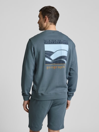 Napapijri Sweatshirt mit Label-Print Modell 'SOVANA' Eisblau 5