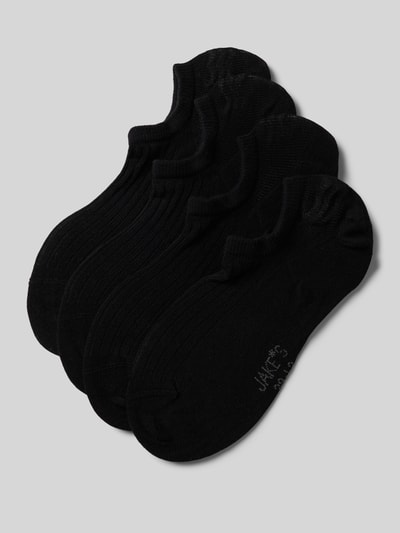 Produktfoto, schwarze Sneakersocken in Ripp-Optik im 4er-Pack von Jake*s Casual, Baumwoll-Mix, körpernahe Passform, glatte Textur