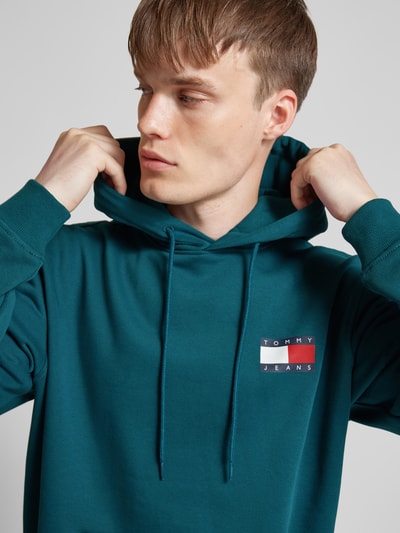 Tommy Jeans Hoodie mit Label-Print Modell 'ESSENTIAL' Petrol 3